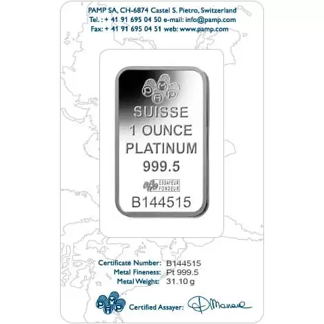 Platinum & Palladium 1oz PAMP Minted Bar Platinum