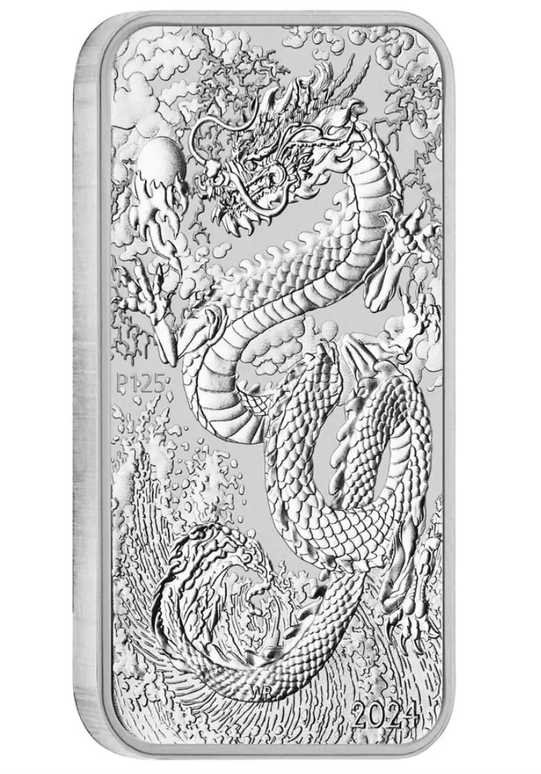  1oz Perth Mint Silver 2024 Dragon Rectangular Bullion Coin