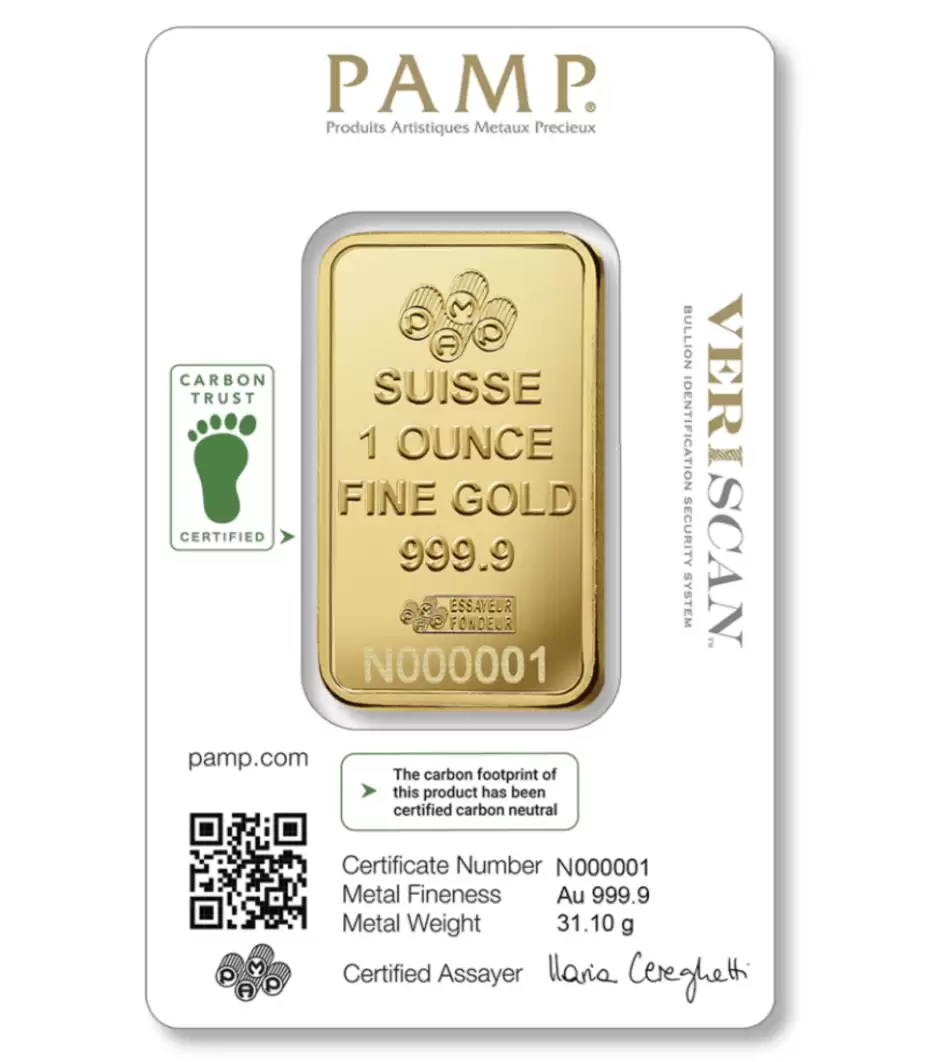  1oz Gold PAMP Lady Fortuna Minted Bar 99.99%