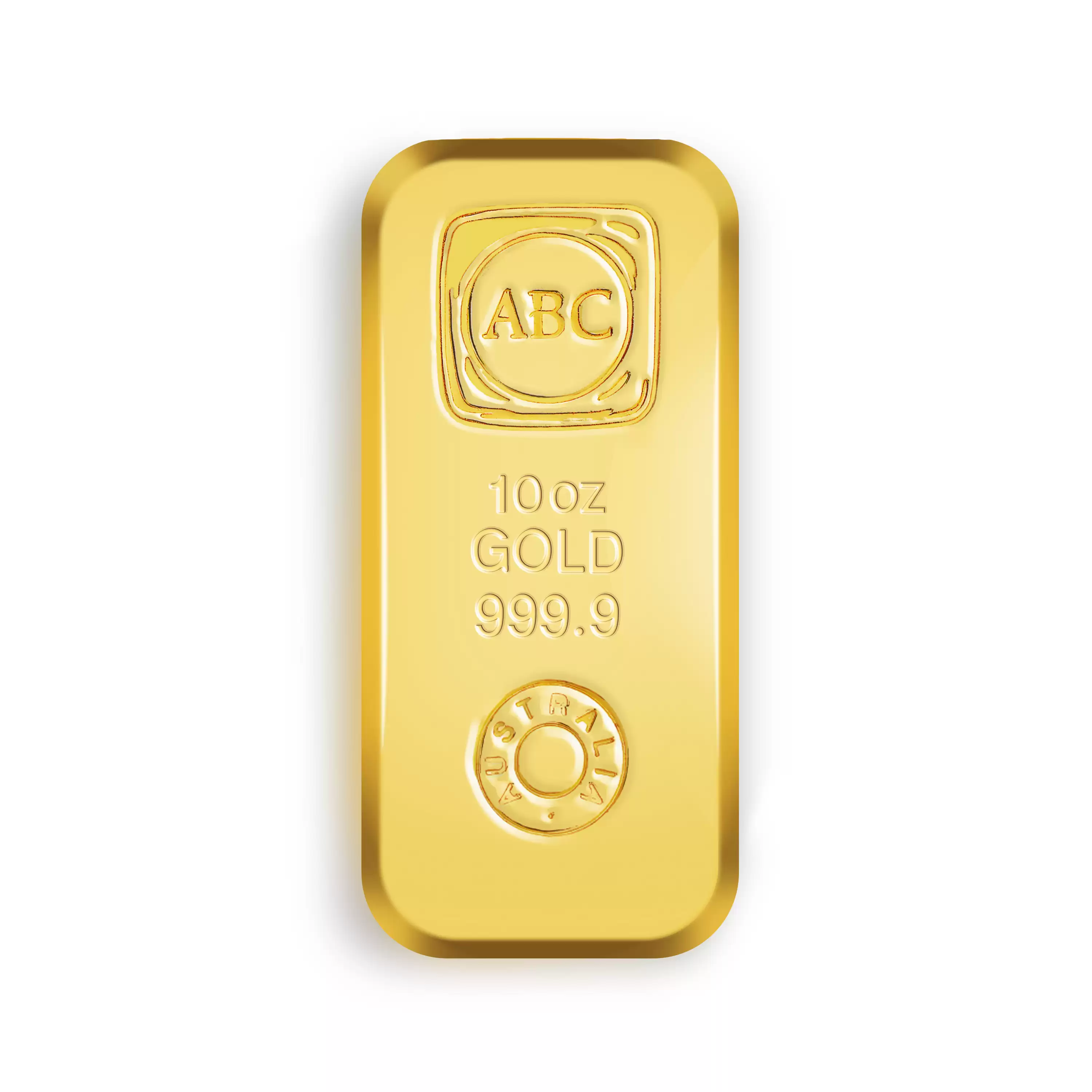  10oz ABC Cast Gold Bar 9999 Purity